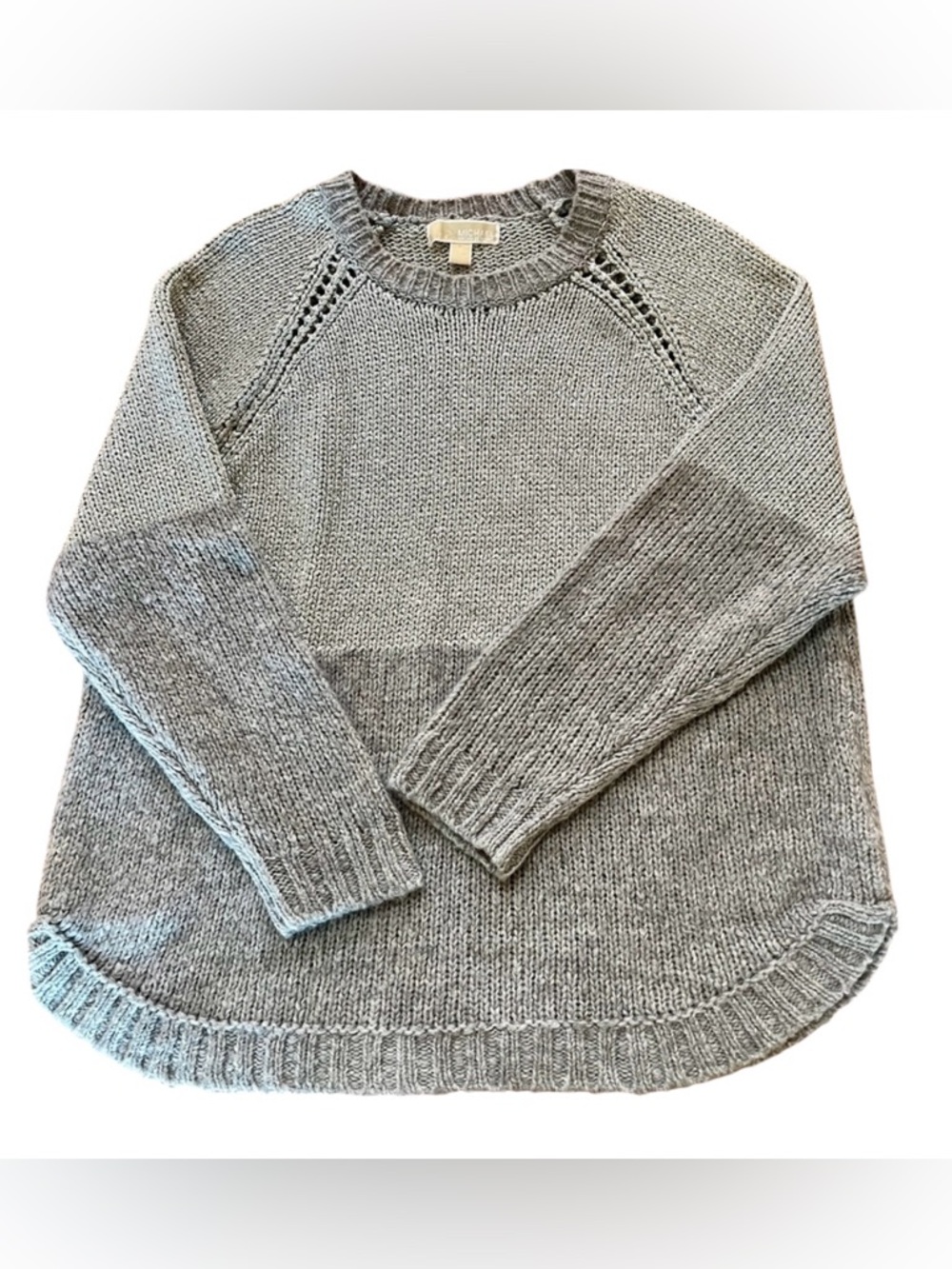 Michael Michael Kors Light Gray Women's Crew Neck Wool Blend Sweater Size L